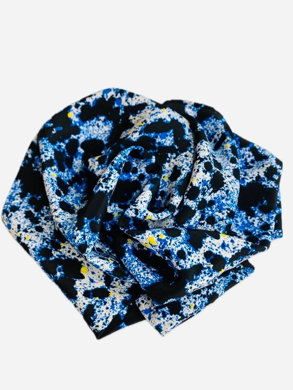 NWT SILKLETTE Blue/ Black/White/Yellow Pebbles 100% Fine Silk Kerchief Scarf